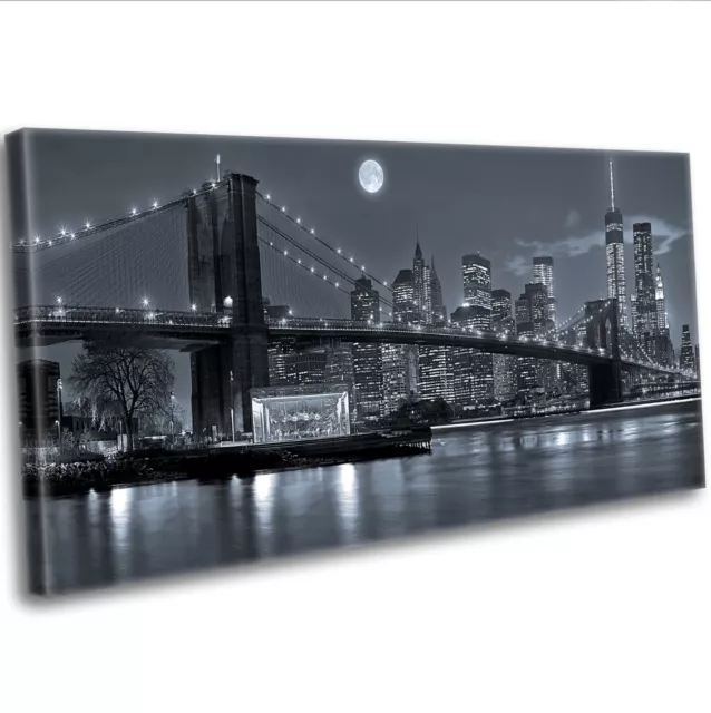 Canvas Print New York City Manhattan Skyline At Night Panoramic Framed Wall Art