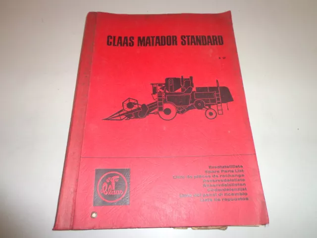 Teilekatalog Claas Mähdrescher Matador Standard Stand 08/1967