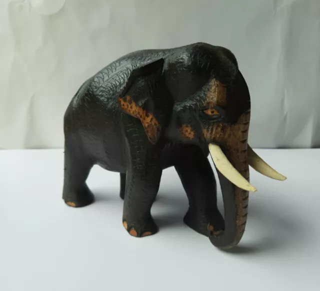 Handmade wooden Elephant Sculpture statue Lucky Hand Carved Wooden Figurine