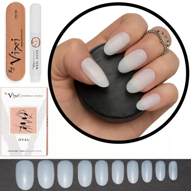 600 OVAL False NAILS ROUND FULL COVER - Fake Short/Medium 💖 UK Vixi | FREE GLUE