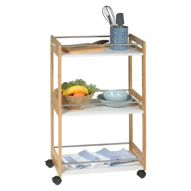 Excellent Houseware carrello da cucina con 3 ripiani bambù excellent houseware