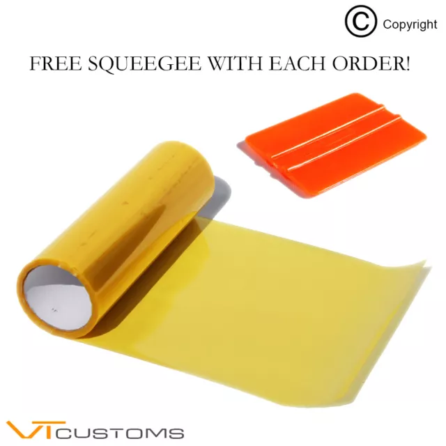 30 x 60cm Yellow Headlight Tinting Film Fog Vinyl Lights Tint + FREE SQUEEGEE