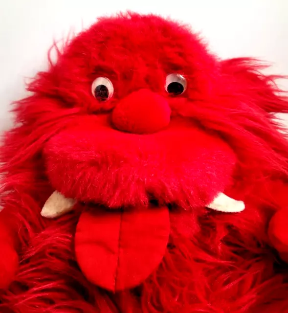 VINTAGE YANGJEE RAZ Furbles Red Plush Monster Hand Puppet Fun 14
