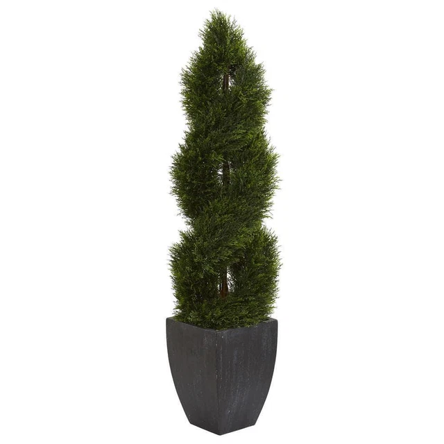 Nearly Natural Double Pond Cypress Spiral Topiary Artificial Tree 5 ft High