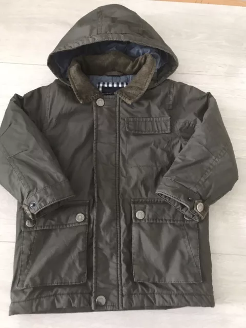 Next Boys Coated Hooded Padded Jacket/Coat with Zip and Poppers age 3-4 years A3