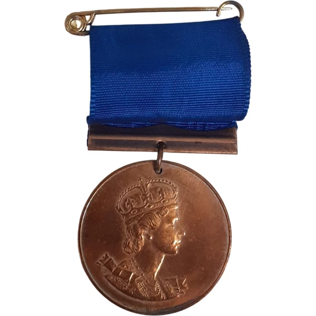 COMMEMORATIVE BRITISH CORONATION Medal 1953 Blue Ribbon Historical ...