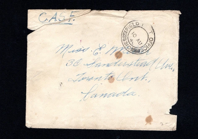 CENSOR COVER C.A.S.F. FPO 310 TO TORONTO 48th HIGHLANDERS OF CANADA ORD. RM. -23