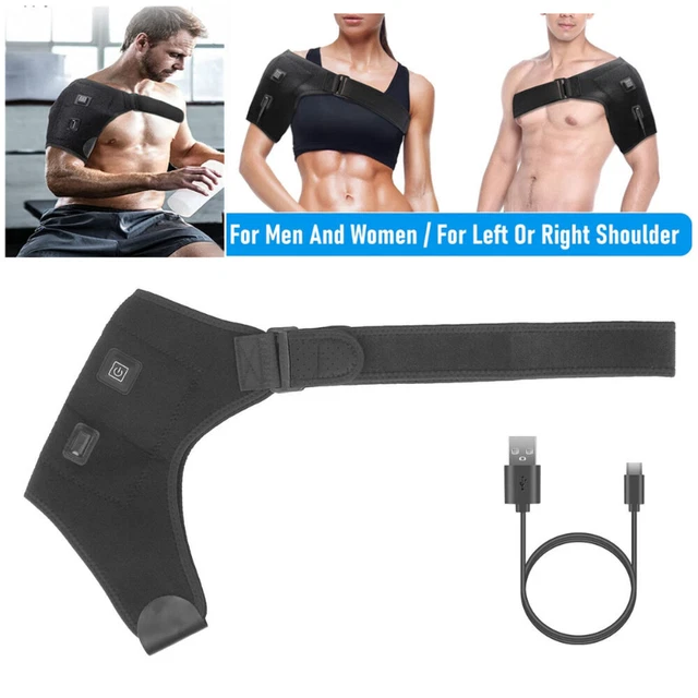 Gray Rechargeable Heated Shoulder Massager with LED Display - Adjustable Compression Wrap for Pain Relief and Relaxation main image 0