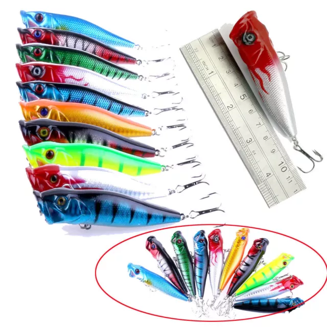 5 FISHING HARDBODY POPPER LURE 90MM SURFACE LURES TOPWATER BREAM GT Stick Bait