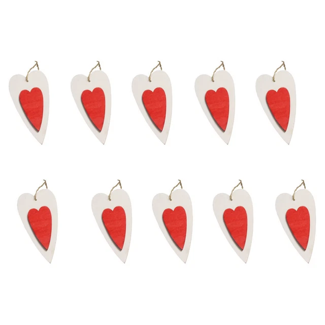 10 piezas Forma de corazón Recortes de madera Forma de corazón Colgante Adorno Forma de corazón Artesanía
