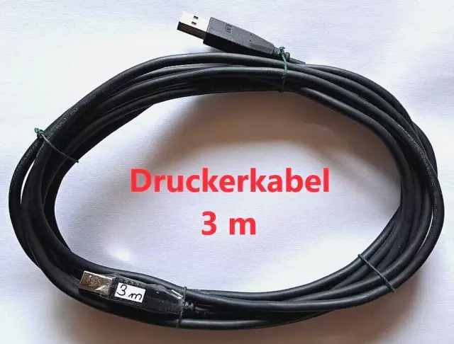 USB Kabel 2.0  - Druckerkabel - Scannerkabel - 3 m - Neuwertig