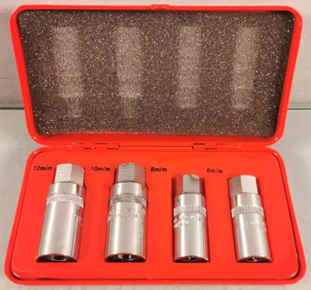 OUTILLAGE ancien COFFRET 4 DOUILLES montage Demontage GOUJONS Chrome-Vanadium M