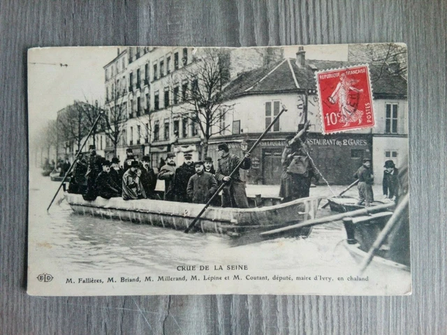 Cpa IVRY CRUE DE LA SEINE FALLIERES BRIAND MILLERAND LEPINE COUTANT DÉPUTÉ MAIRE