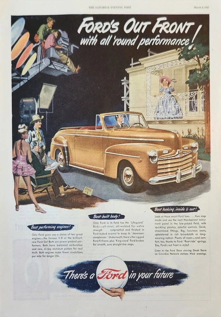 1947 Fords Out Front Gold Car Vintage Ad Best performing engines