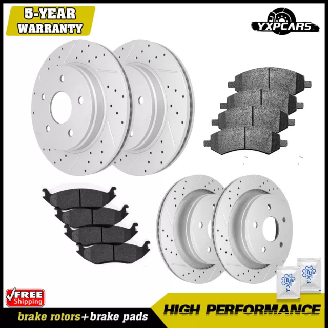 Front Rear Brake Rotors + Brake Pads For 2006 - 2018 Dodge Ram 1500 5 LUG