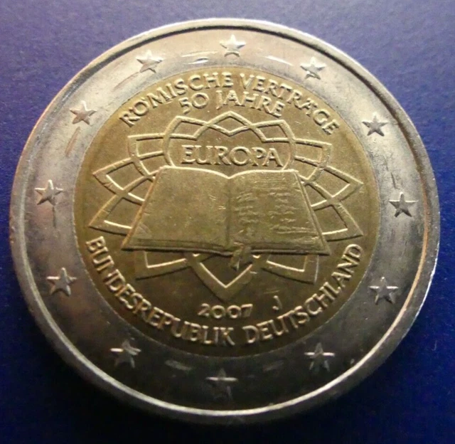 Römische Verträge 50 Jahre 2 Euro 2007 2 EURO, DEUTSCHLAND 2007, 50 Jahre Römische Verträge, J, Umlauf, (152