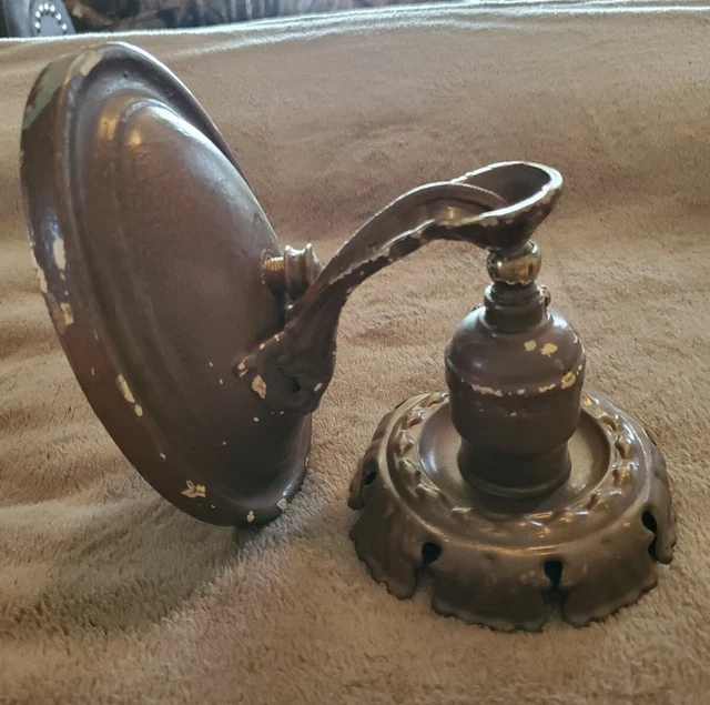 Vintage Aluminum Mount W/Brass Arm Wall Sconce
