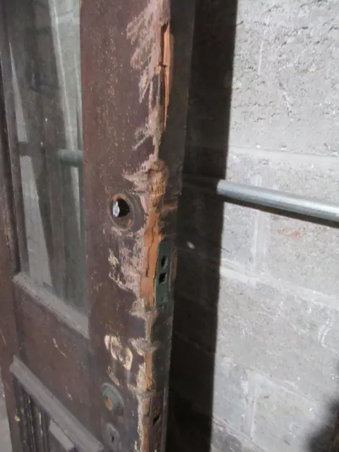 ~ Antique Oak Double Entrance French Doors Beveled Glass ~ 44 X 87 ~ Salvage 9