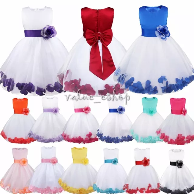 Abito da sposa per bambine petali fiore principessa damigella d'onore comunione abito da sposa concorso maxi