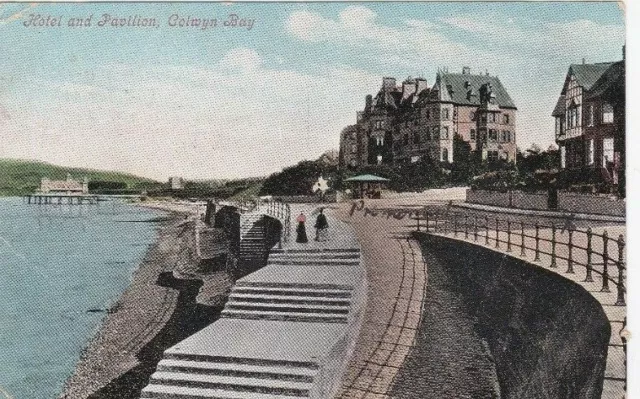 Colwyn Bay, Wales - Hotel And Pavilion  Colour  Postcard (1906) *