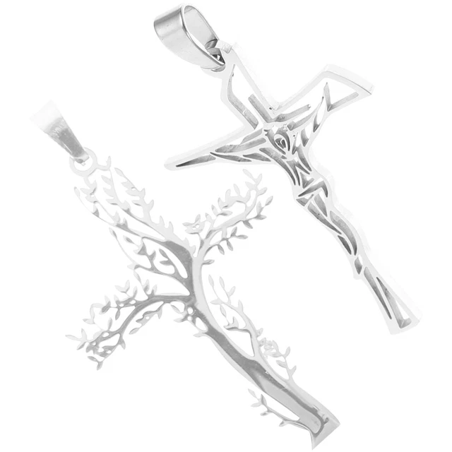 2 pièces Bricolage Pendentif Arbre Pendentif arbre croix