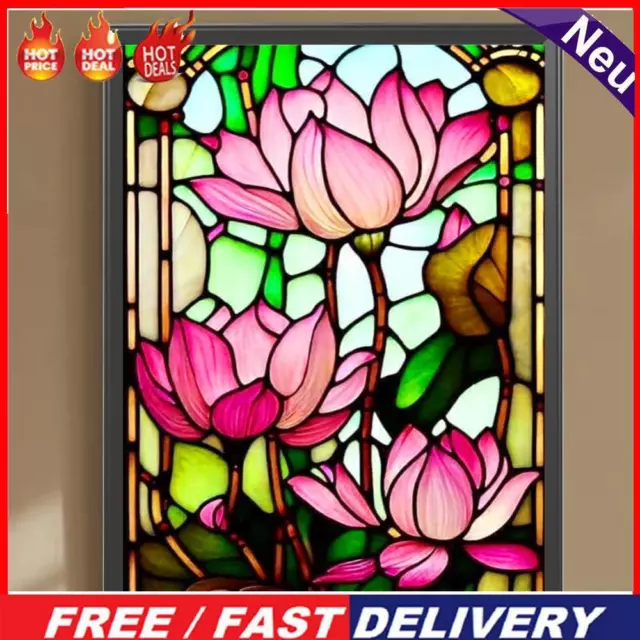5D DIY Full Round Drill Diamond Painting Stained Glass Lotus Kit Decor(A7344)