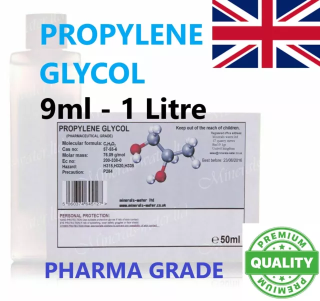 Propilenglicol PG MPG USP/EP 99%+ grado farmacéutico | 30 ml-1,6 L MEZCLA DE VAPEO HÁGALO USTED MISMO