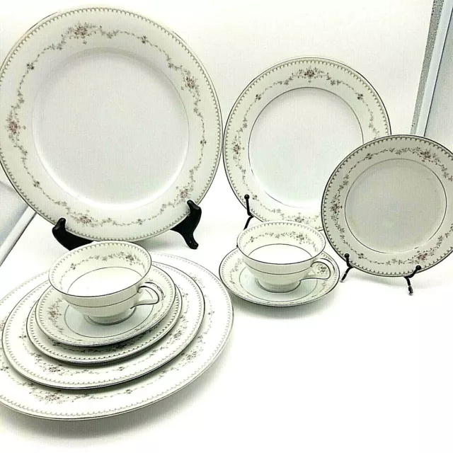 Noritake Fairmont 6102 Platinum Trim, Two  5-Piece Place Settings