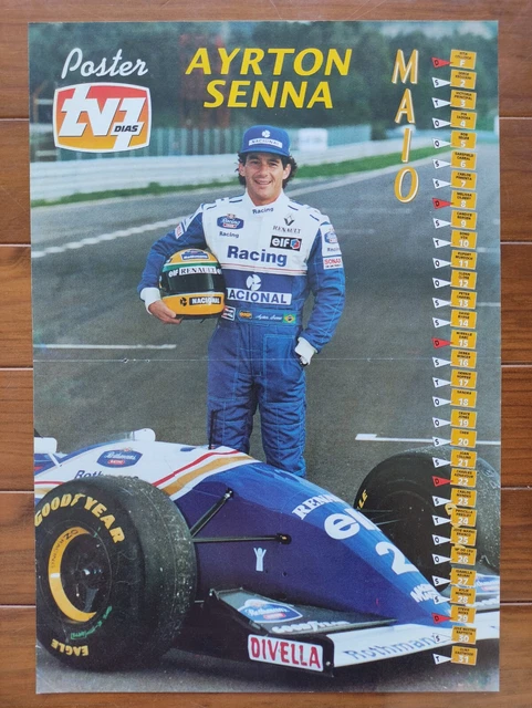AYRTON SENNA / FORMULA 1 - TV7DIAS Poster rivista portoghese anni '90 - 27 cmx39 cm