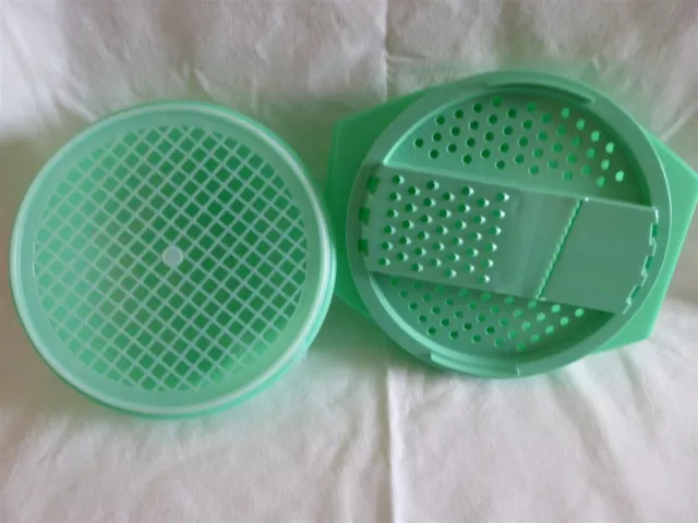 Vintage Tupperware Jadite Green Grater, Bowl and Seal + Colander & Strainer Set