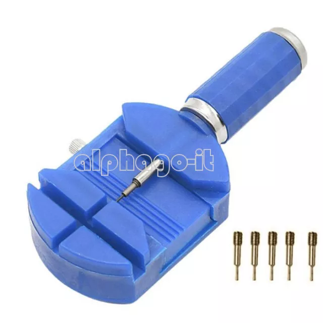 Wrist Bracelet Watch Band Link Strap Remover Adjuster +5 Pins Repair Tool Blue