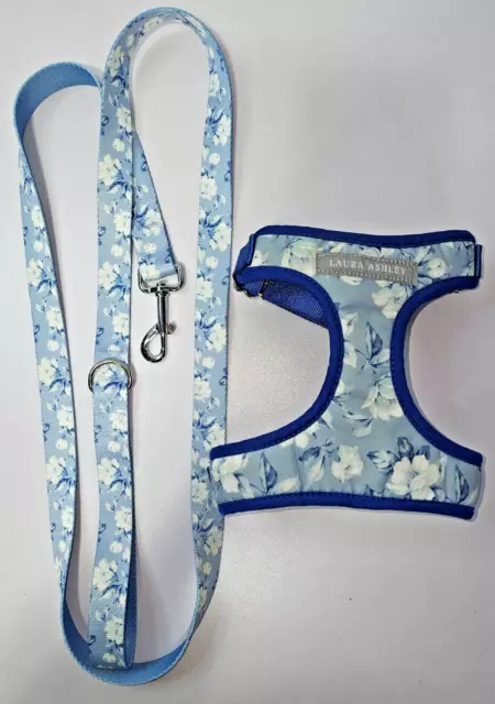 Laura Ashley 2PC Dog Harness and Leash Set Carlisle Blue Floral Sml Dog Harness