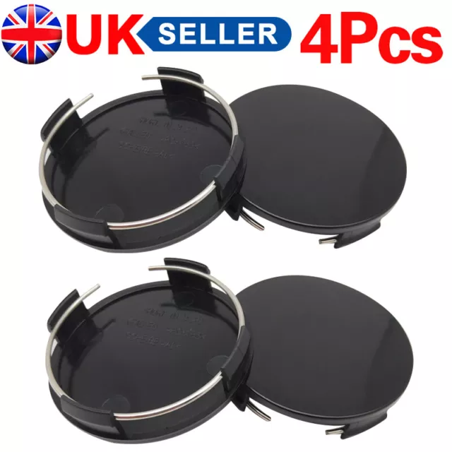 4Pcs/Set 65mm Universal Car Wheel Centre Hub Cover Center Rims Cap Black ABS UK