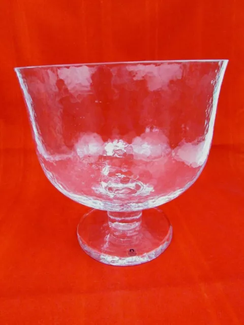 Vintage Art Glass Textured Compote  Pukeberg Sweden 1960's  Ice Pattern Large 2
