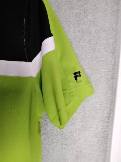 FILA SPORT MENS Golf Polo Shirt Size L Colorblock Green black Short ...