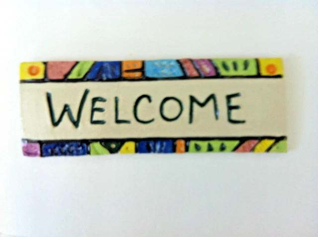 Welcome Sign, handmade wall decor word art handmade porcelain one of a kind art
