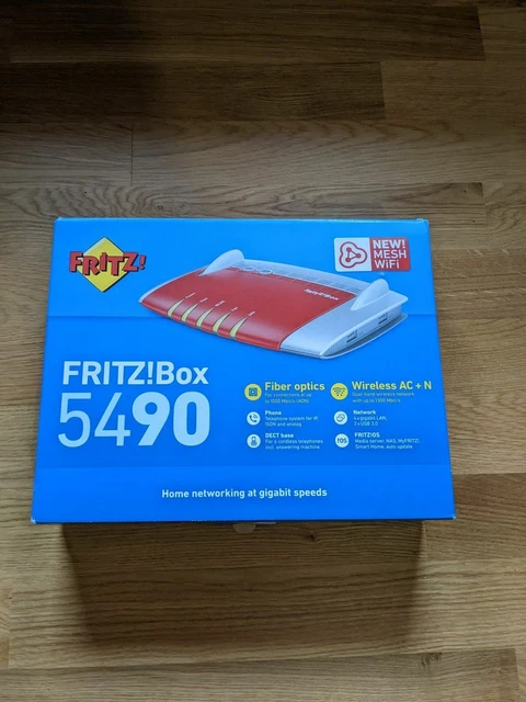 AVM Fritz!Box 5490 WLAN Router mit Glasfaser Kabel MASH WiFi AC + N und OVP .