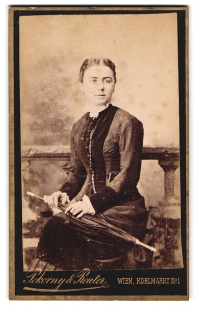 Fotografie Pokorny & Reuter, Wien, Kohlmarkt 1, hübsche Dame in eleganter Kleid