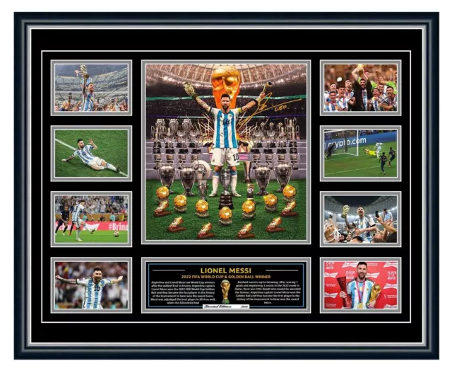 Lionel Messi 2022 World Cup Argentina Champions Signed Framed  Le Memorabilia