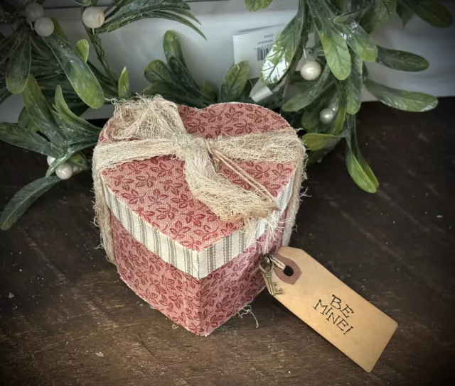 Grubby Primitive Distressed Heart Pantry Box Americana Love Valentine's Day Pink