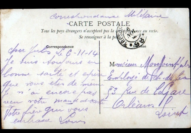 CHATEAU de RICQUEBOURG (60) Franchise Militaire TRESOR & POSTE N°98 en 1914