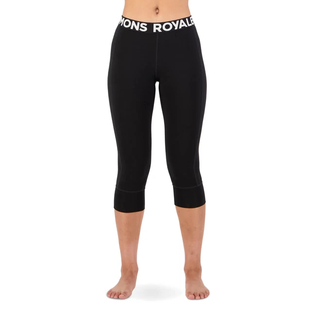 Mons Royale Cascade Merino Flex 200 3/4 Womens Base Layer Leggings - Black