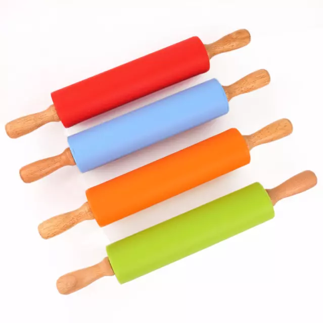 JR Silicone Rolling Pin  with wooden handle 4 sizes + 4 colours 1000+sold (UK)