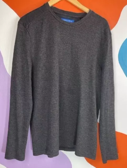 Vince Camuto Long Sleeve Sweater Mens Large Gray Crew Neck Classic Cotton Blend