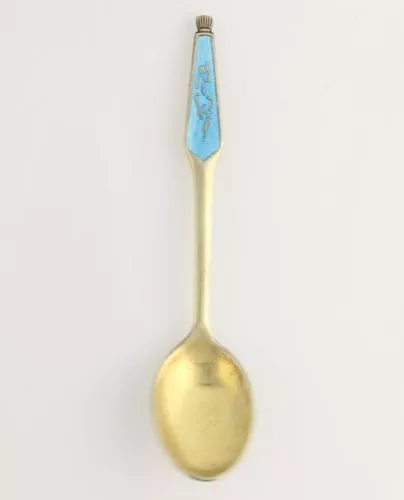 Denmark Enamel Souvenir Spoon - Sterling Silver Vintage Collectors European