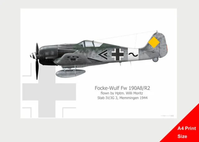 Warhead Illustrated Focke Wulf Fw 190A8/R2 Moritz A4 Aircraft Print