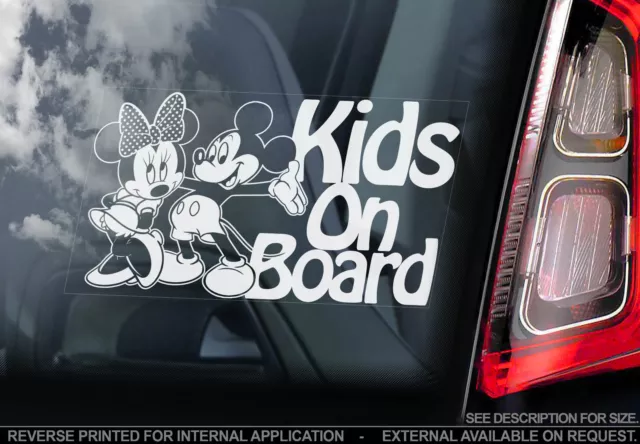 KIDS on Board, Car Window Sticker Mickey Minnie Mouse Decal Sign Personalise V03