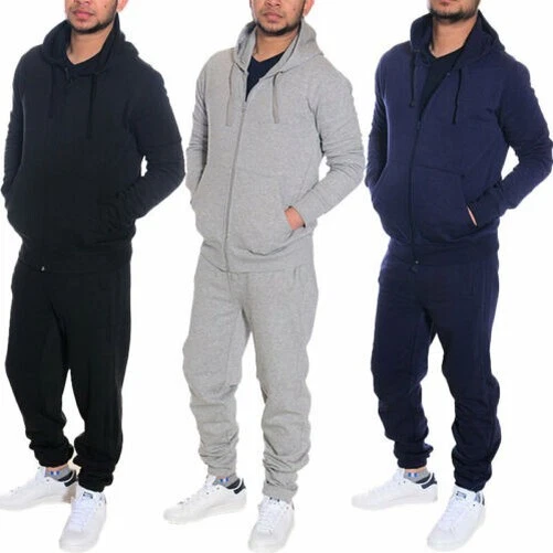 Uomo Tuta da Ginnastica Felpa con Cerniera Joggers Set Top Jogging Pile Maglione