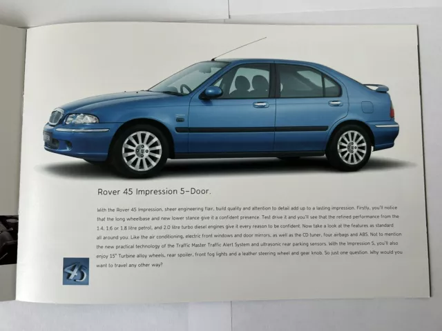 Rover 25 & Rover 45 Impression Brochure 2002 Publ. No. 5956 Excellent Condition 2