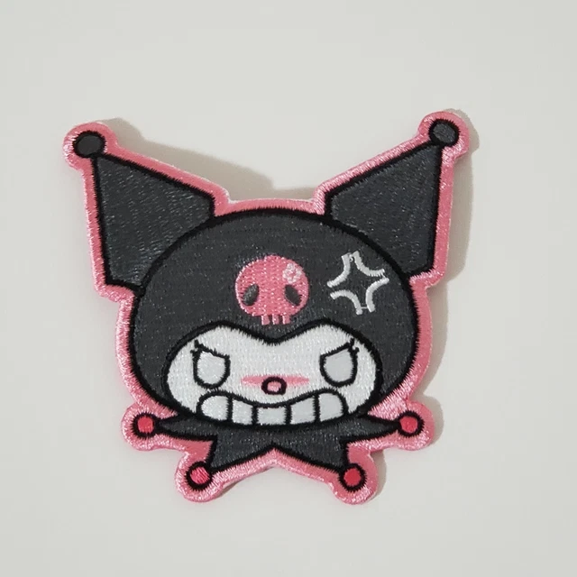 Sanrio Hello Kitty Kuromi Angry Iron On Patch Pink Black Kawaii
